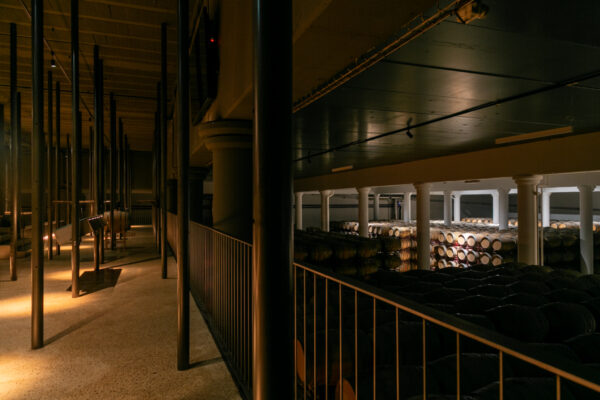 Fotografía de arquitectura en bodega. Sala de barricas